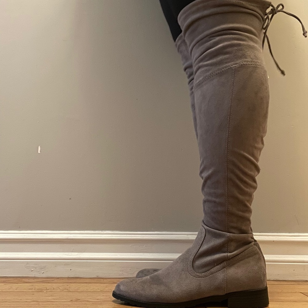 GUESS grey suede thigh high boots